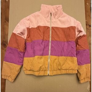 HEM & THREAD Women's Jacket Coat Snowdrift Color Block Pockets Zip NEW Size M